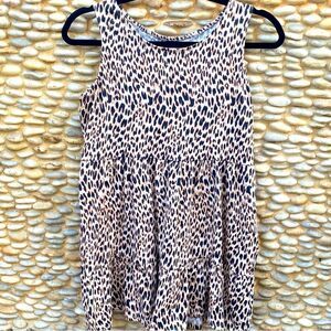 NWT New Love Fire Leopard Print Tiered Swing Tank Top Large Animal Print Jungle
